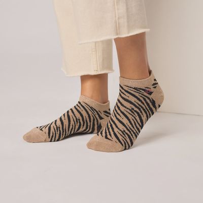 Zebra Glitter Ankle Socks