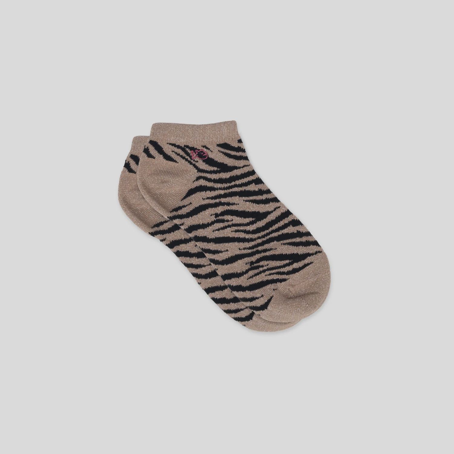 Zebra Glitter Ankle Socks, Colour: Brown &amp; Black, Size: One Size
