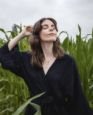 Black Cotton Lounge Robe