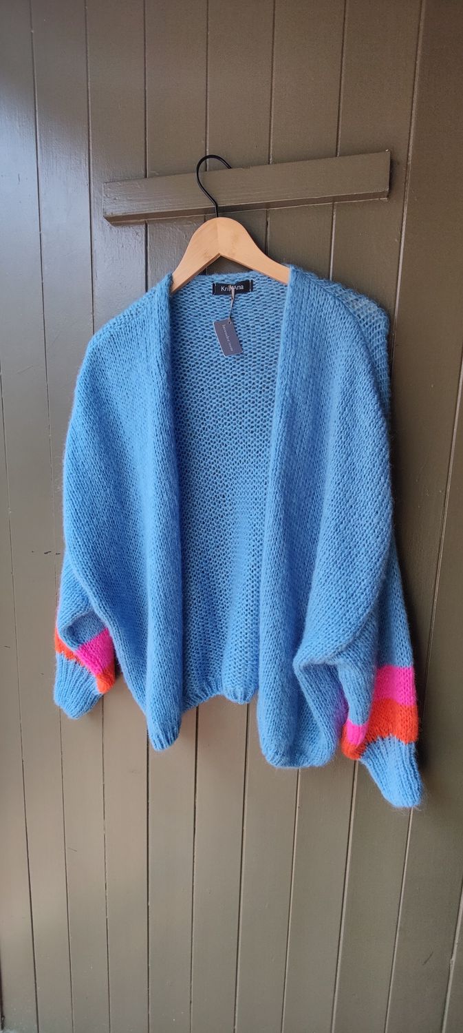 Blue Bright Cuff Cardigan, Size: One Size