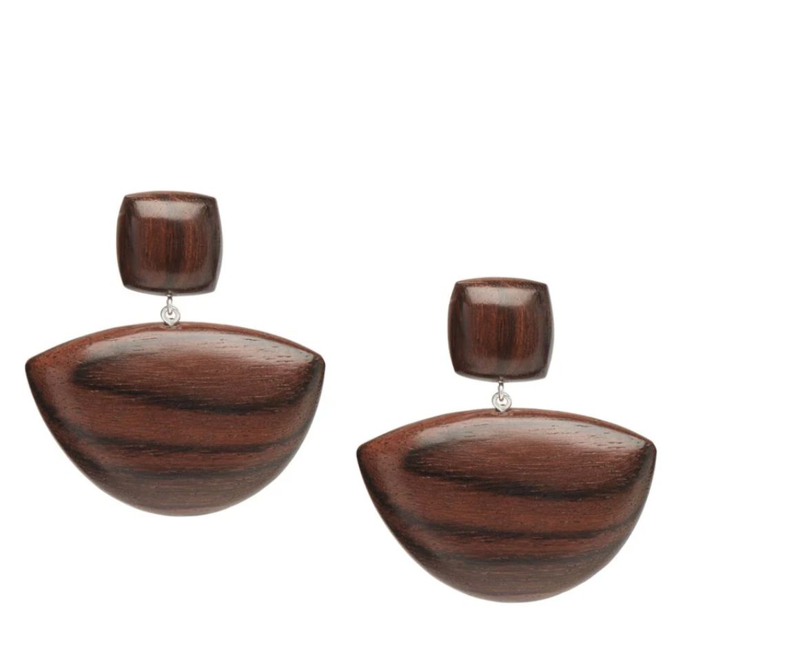 Mahika Statement Drop Earrings, Colour: Brown &amp; Silver