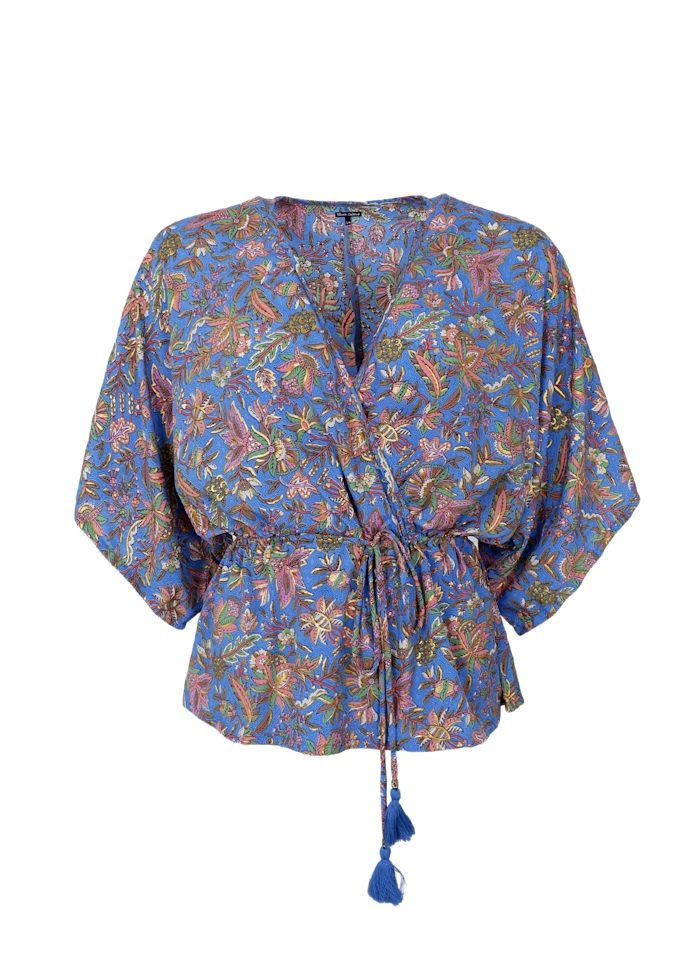 Luna V Neck Blouse, Colour: Violet Blue, Size: S/M