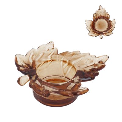Dark Amber Maple Leaf Tealight Holder