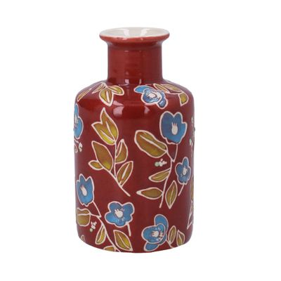 Burgundy Floral Bottle Vase
