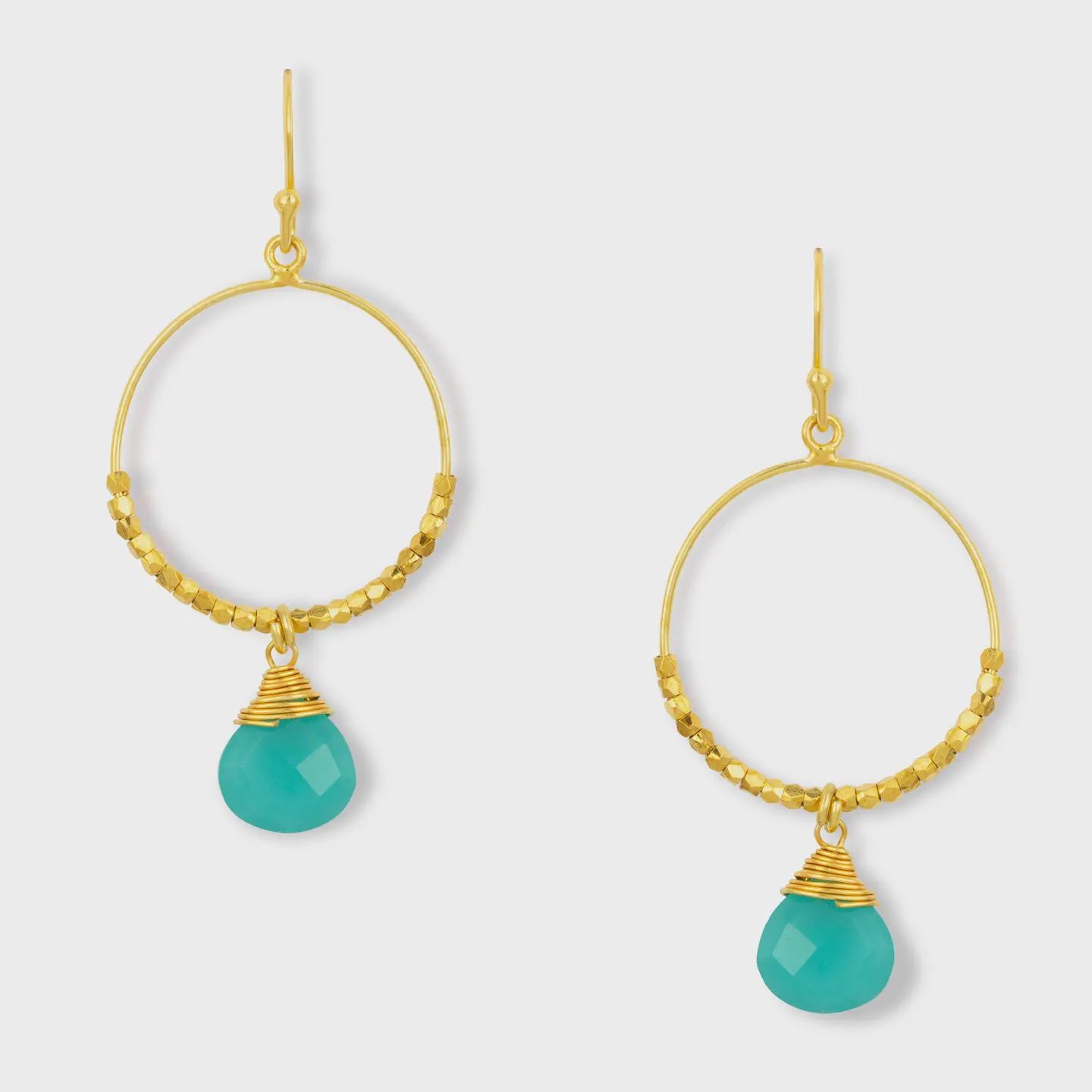 Marie Aqua Chalcedony Hoop Earrings