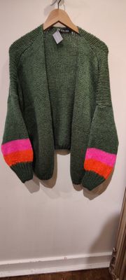 Khaki Bright Cuff Cardigan