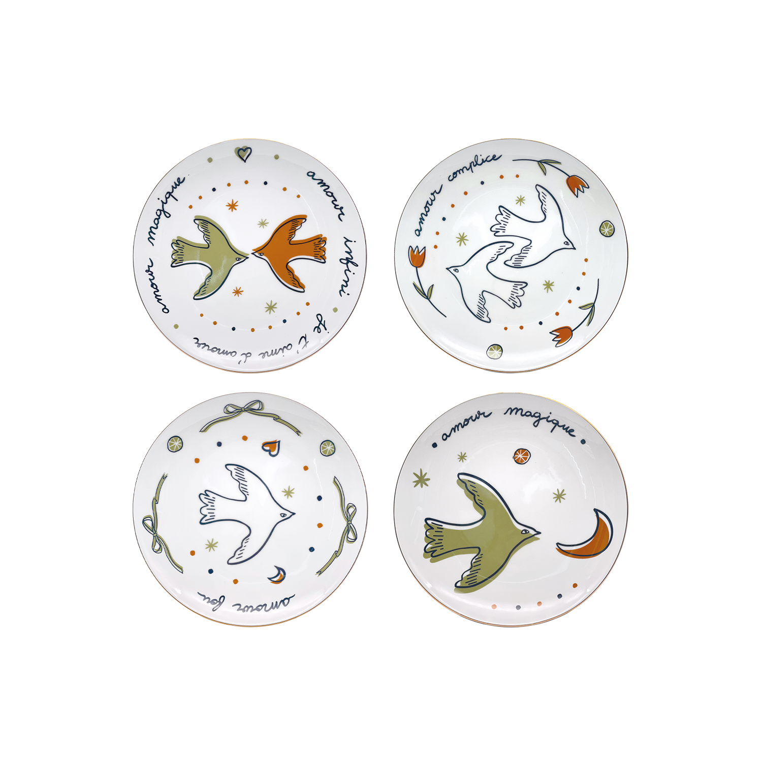 Love Bird Dessert Plates