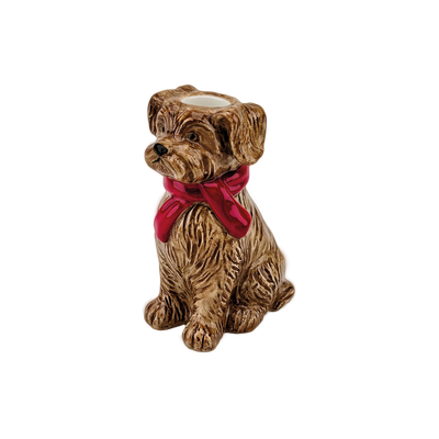 Brown Puppy Candlestick
