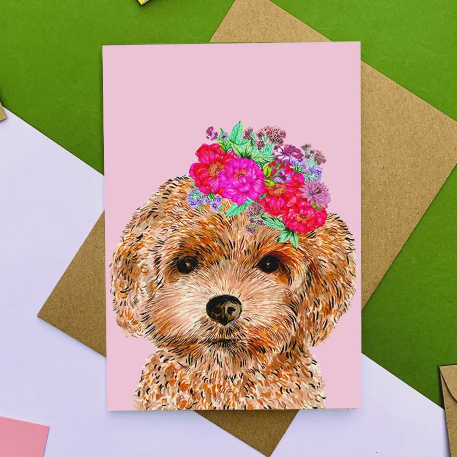 Dog Floral Headdress Card