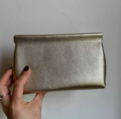 Large Gold Leather Pouch