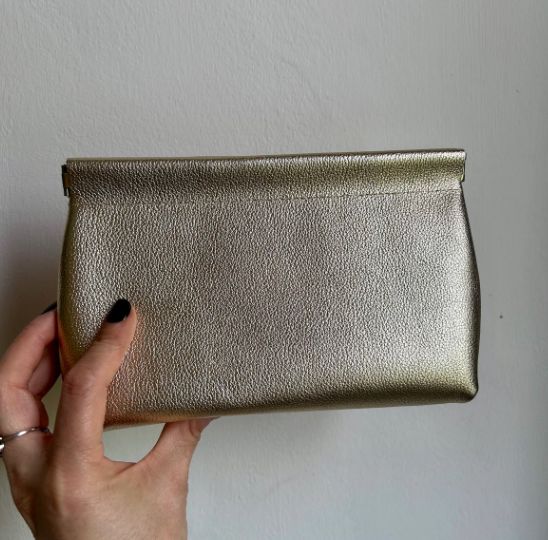 Large Gold Leather Pouch