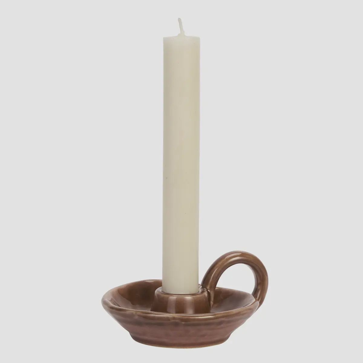 Stoneware Candle Holder, Colour: Brick