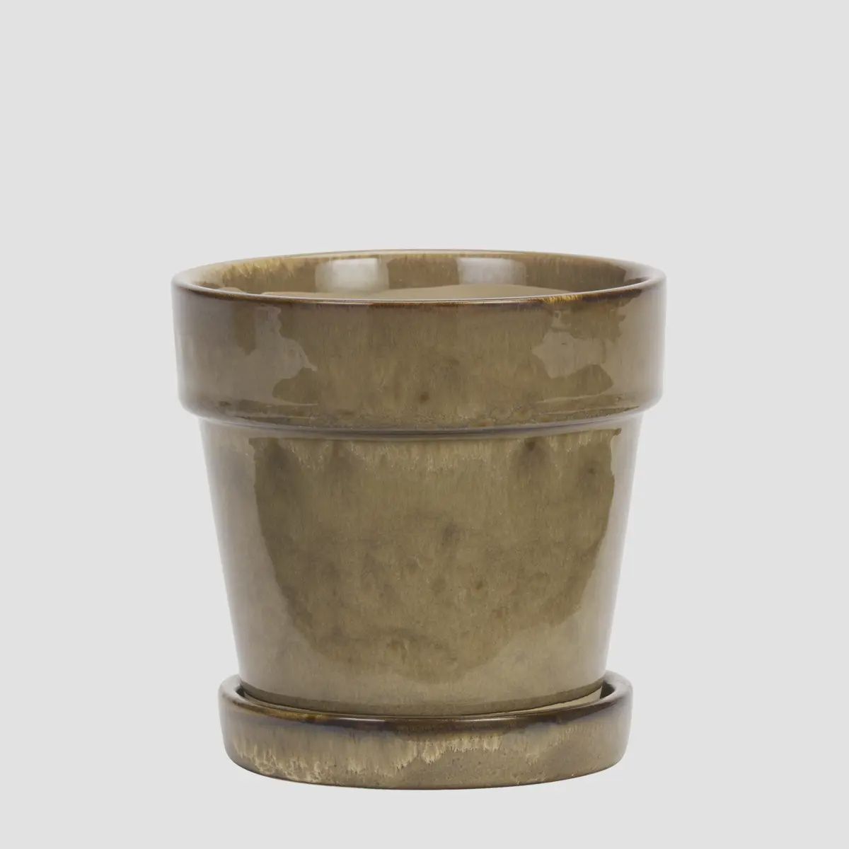 Flower Pot With Saucer Small, Colour: Beige