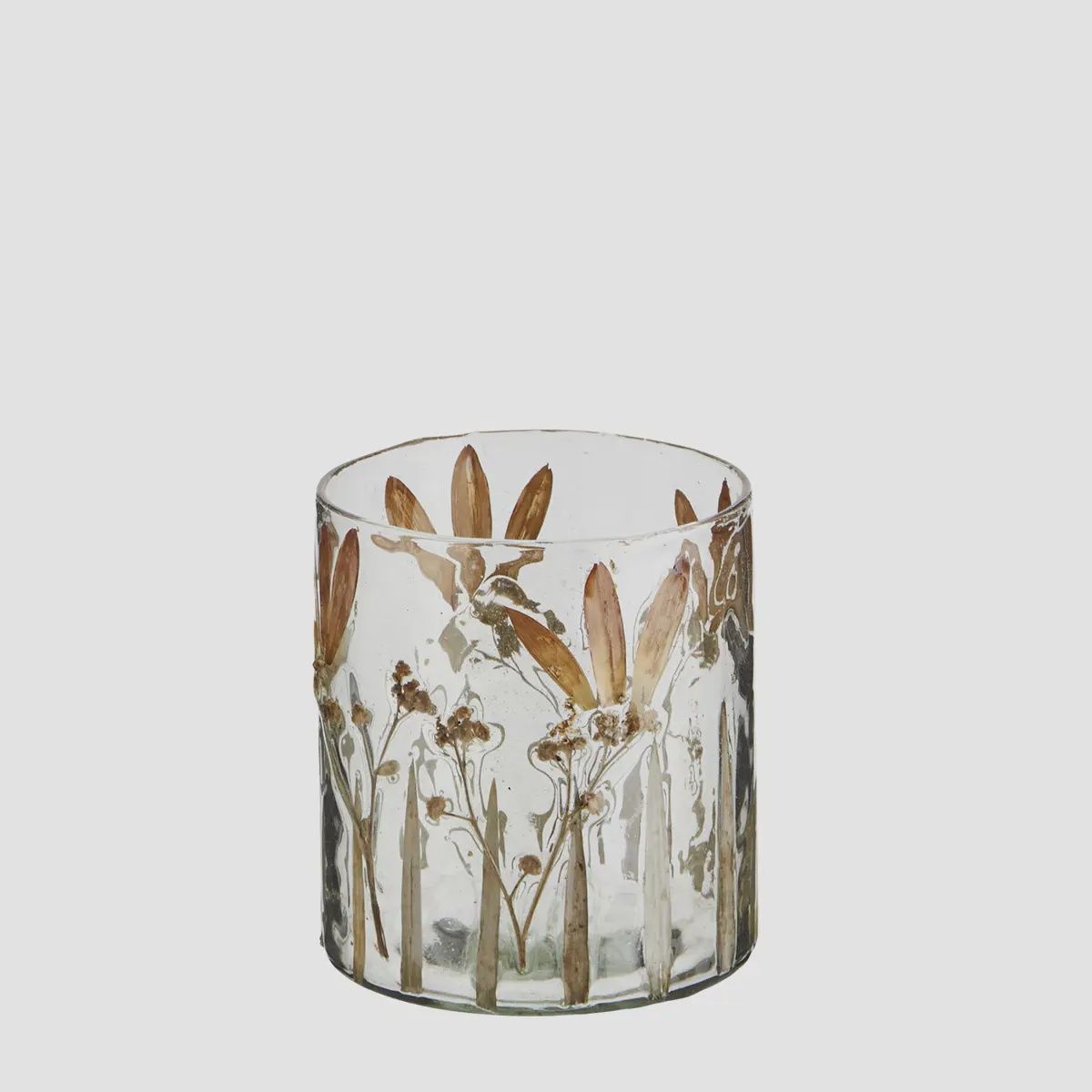 Glass Votive Orange Flowers, Size: Small