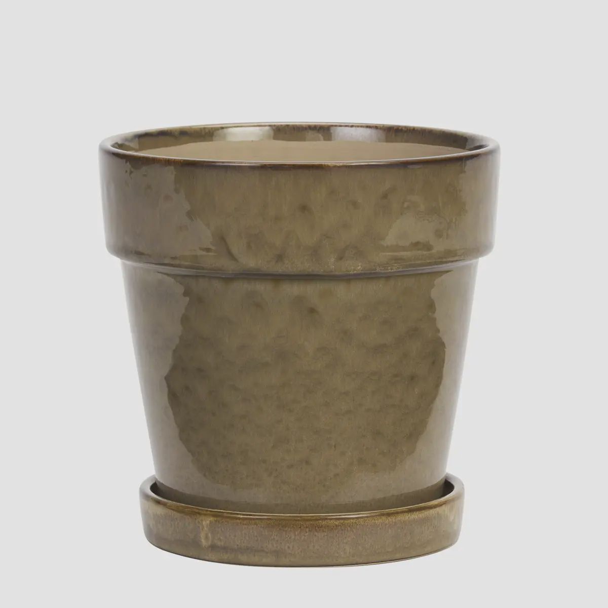 Flower Pot With Saucer Large, Colour: Beige