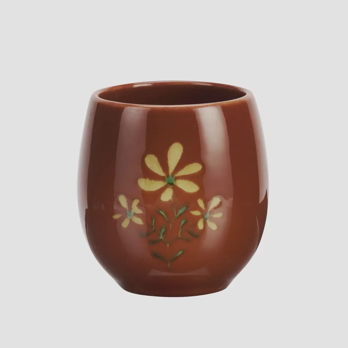 Red Hand-Painted Stoneware Cup