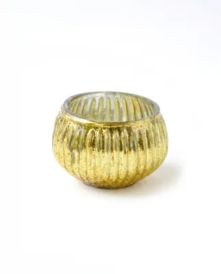 Golden Ribbed Tealight Holder