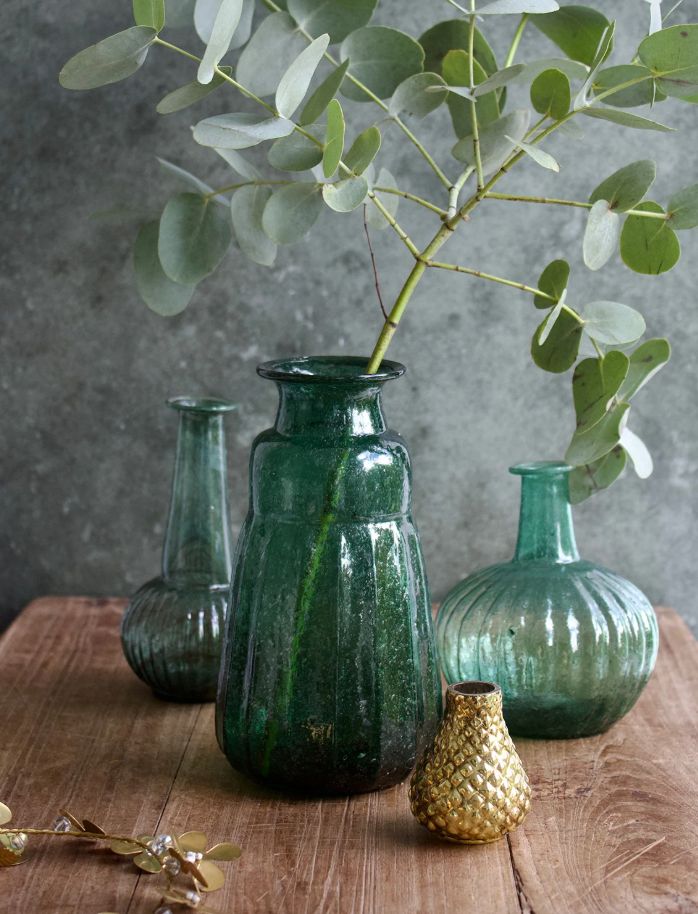 Dark Green Recycled Glass Vase
