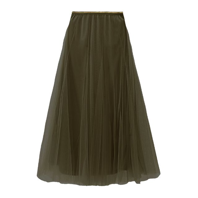 Olive Tulle Layer Skirt
