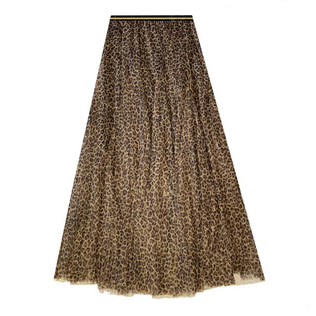Leopard Print Tulle Layer Skirt