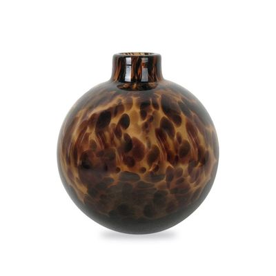 Round Brown Leopard Vase