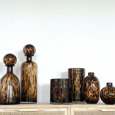 Round Brown Leopard Vase