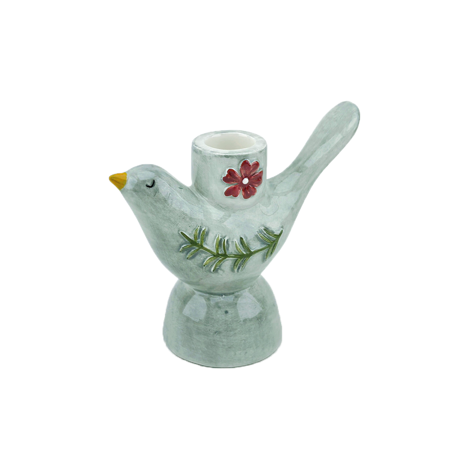 Red Flower Bird Candleholder