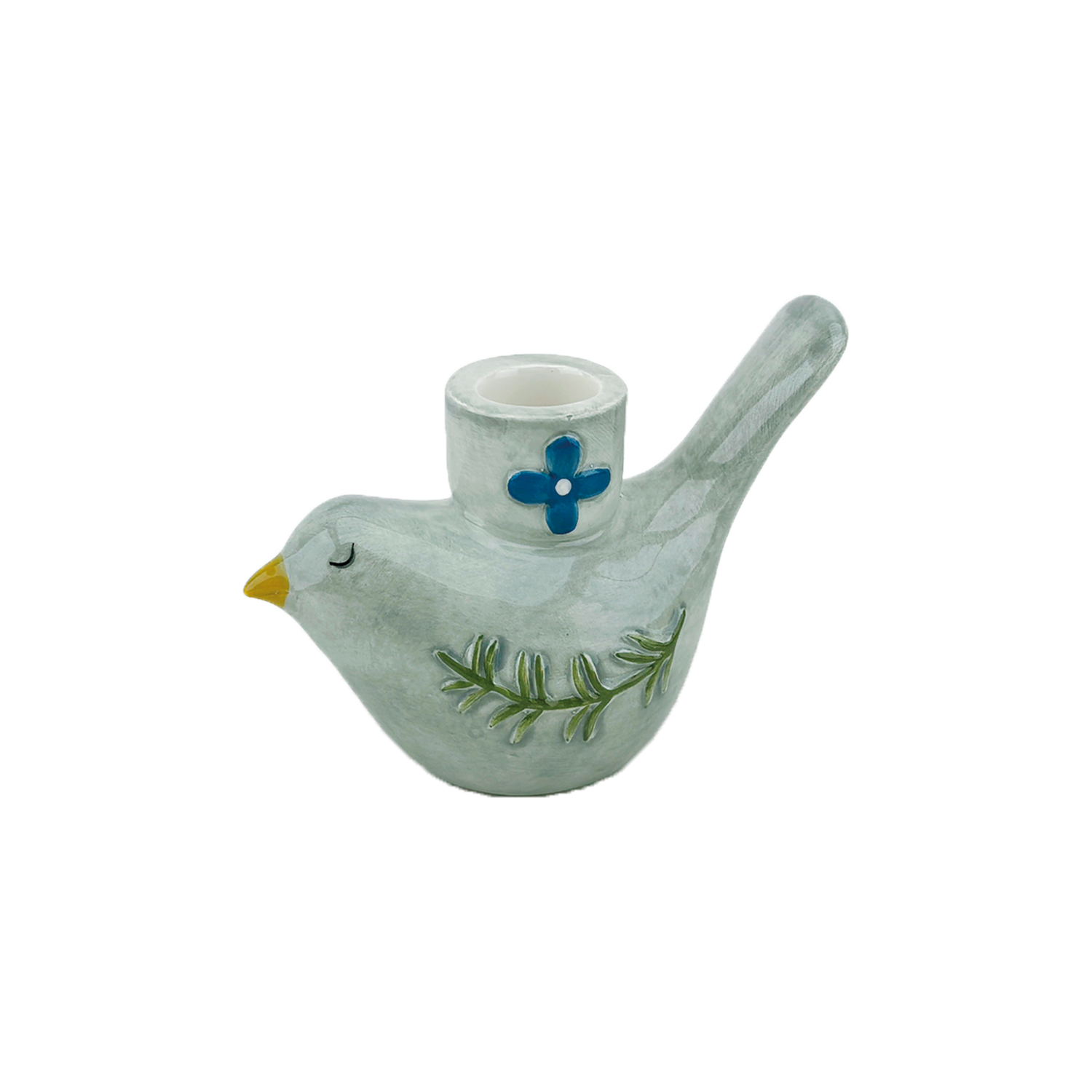 Blue Flower Bird Candleholder
