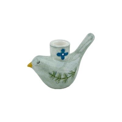 Blue Flower Bird Candleholder