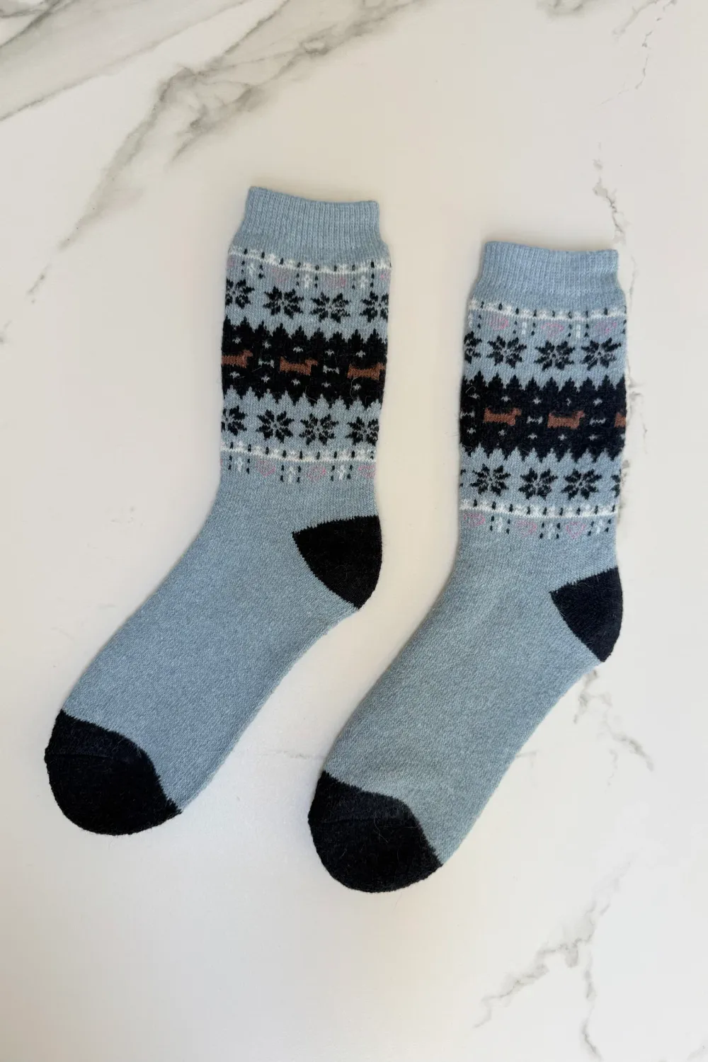 Snowflake Fluffy Socks, Colour: Blue