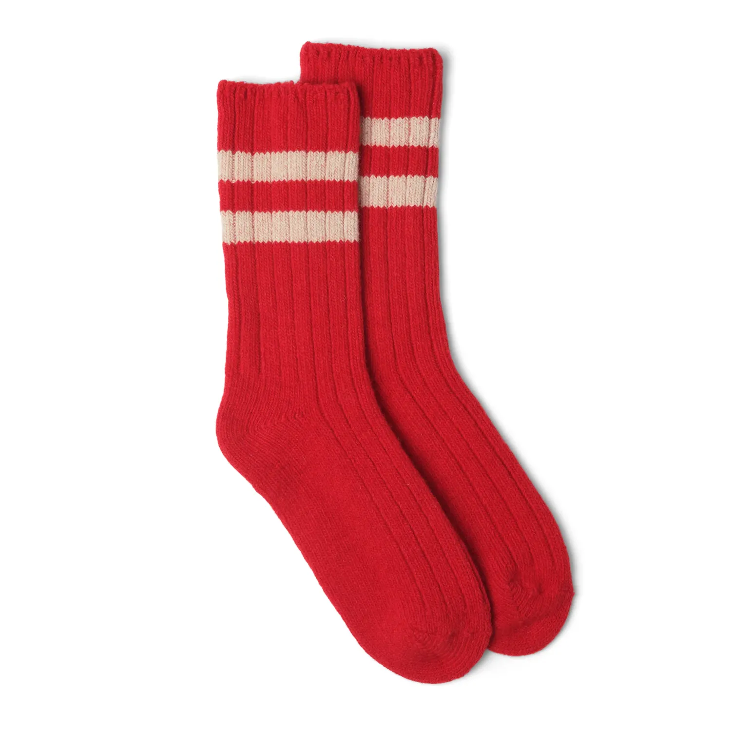 Wool Stripe Ankle Sock, Colour: Red, Size: One Size