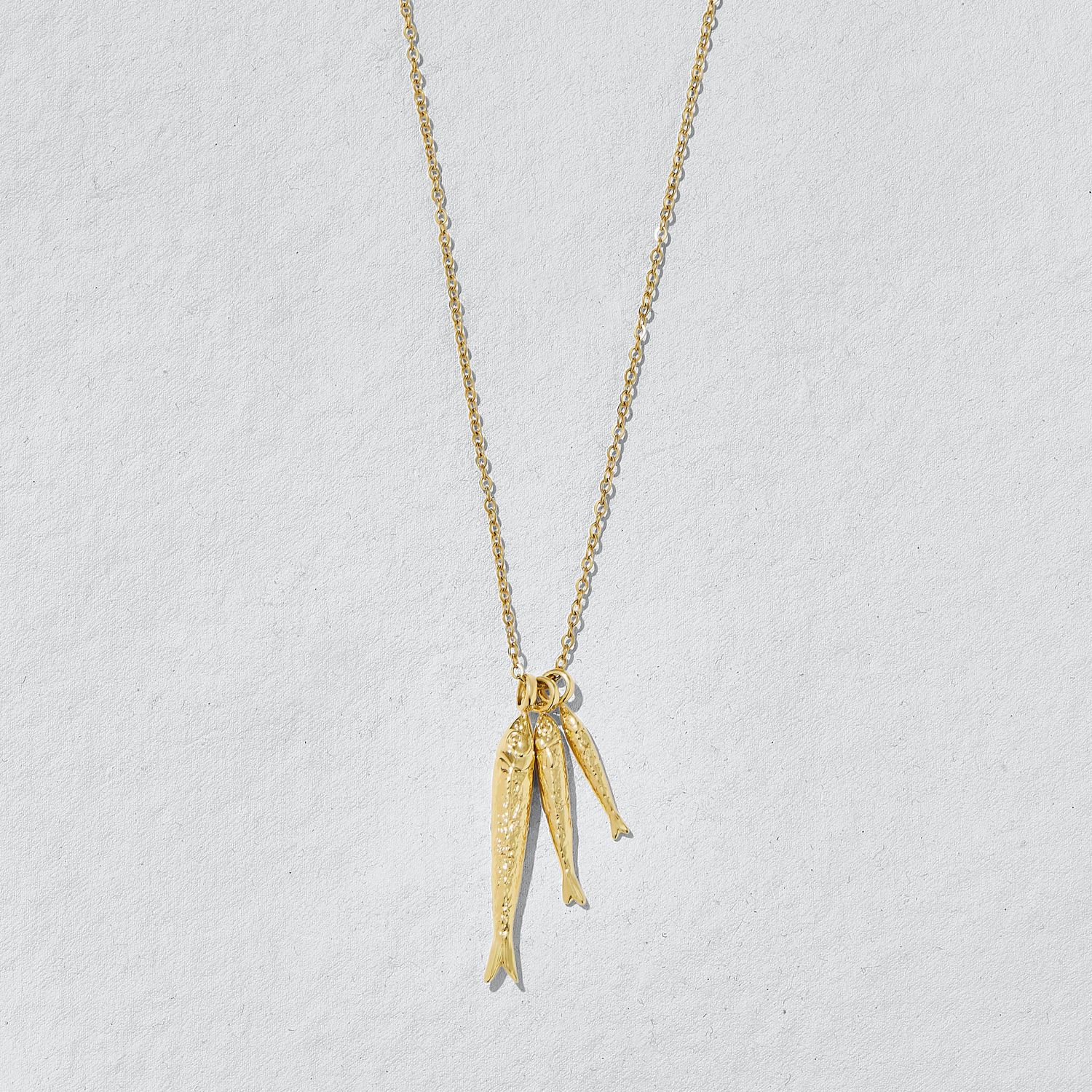 Gone Fishing Gold Charm Necklace