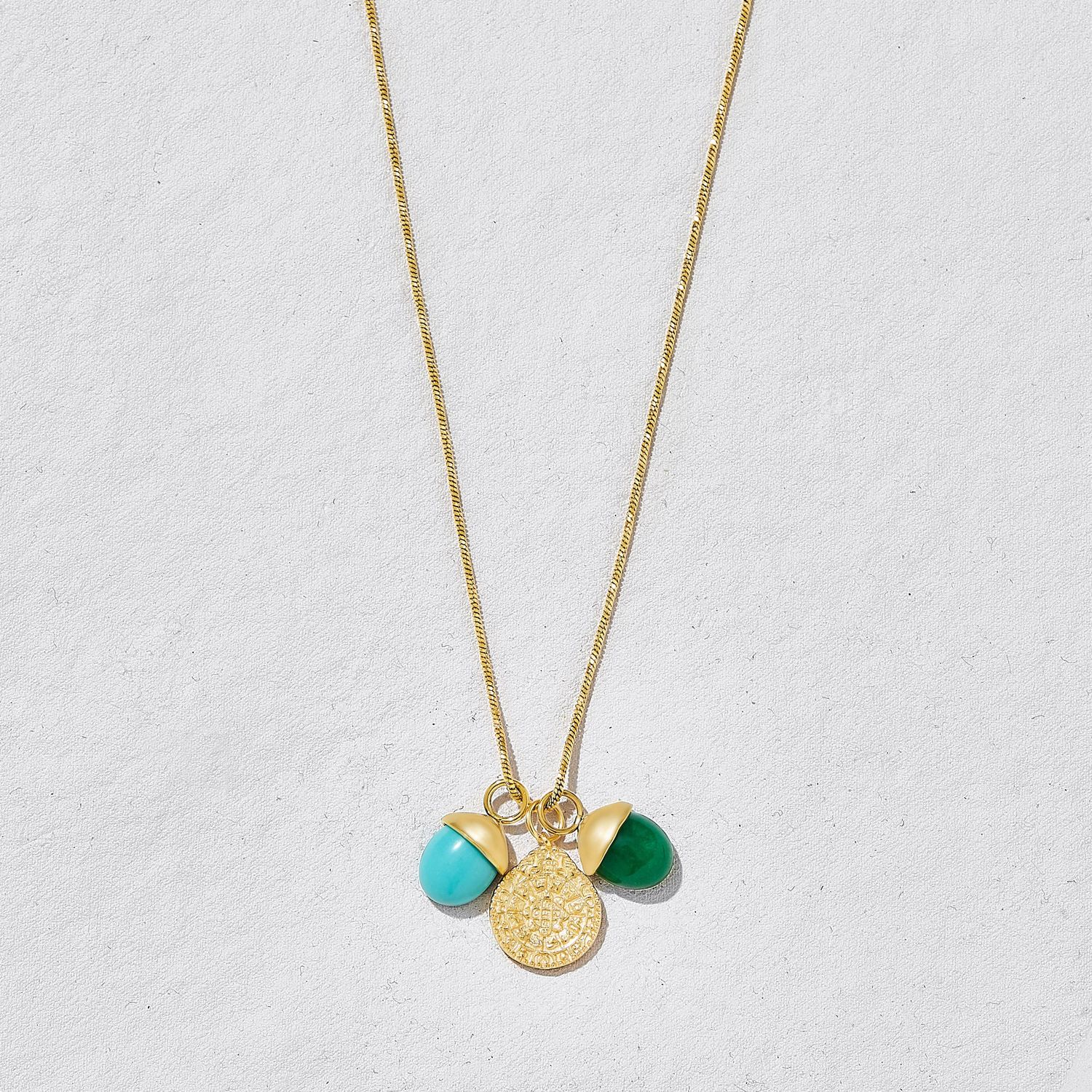 Oasis Gemstone Charm Necklace Green And Turquoise