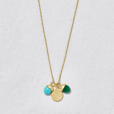 Oasis Gemstone Charm Necklace Green And Turquoise