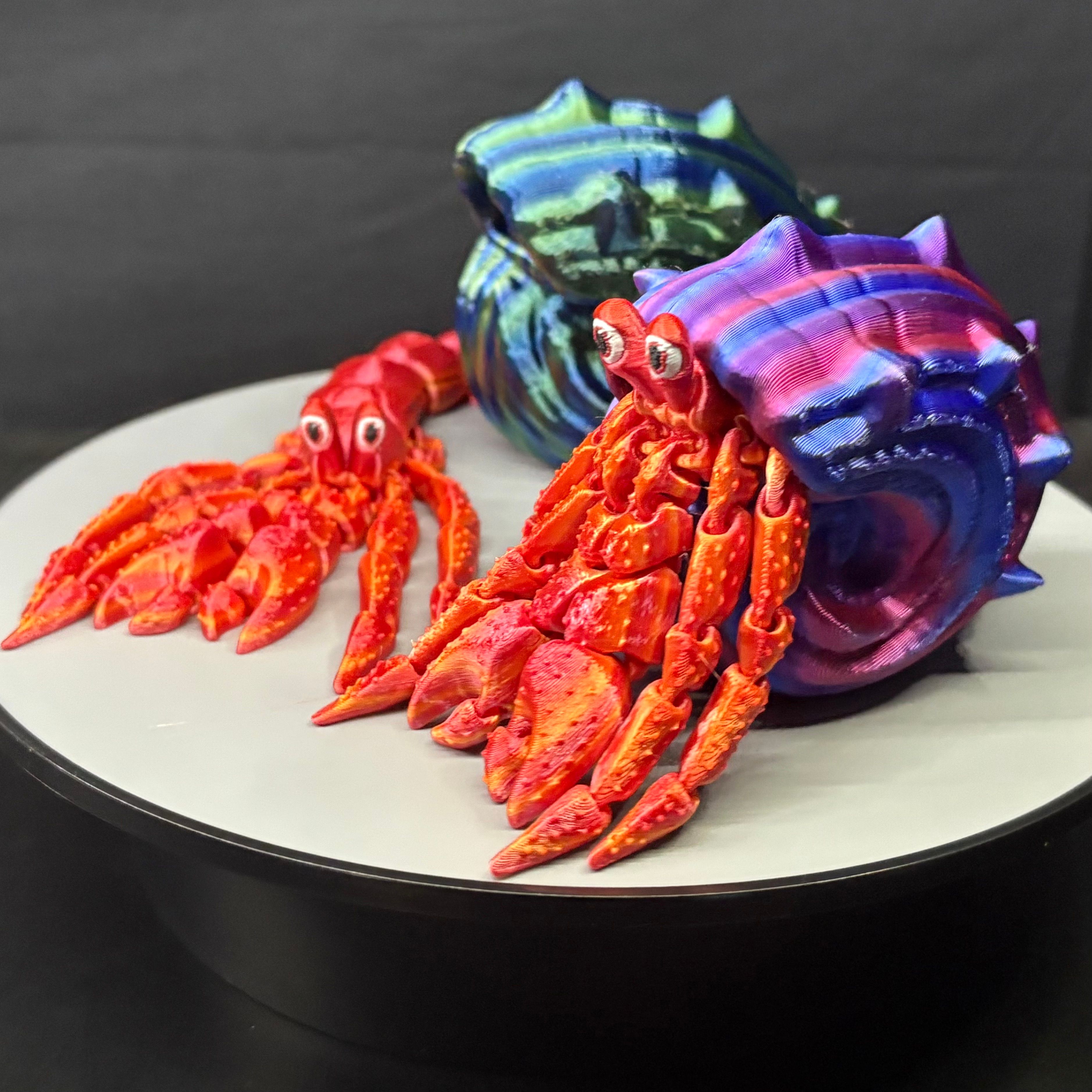 Articulated Hermit Crab with Removable Shell – 3D Printed Collectible