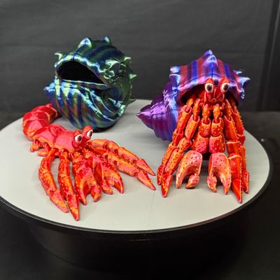 Articulated Hermit Crab with Removable Shell – 3D Printed Collectible