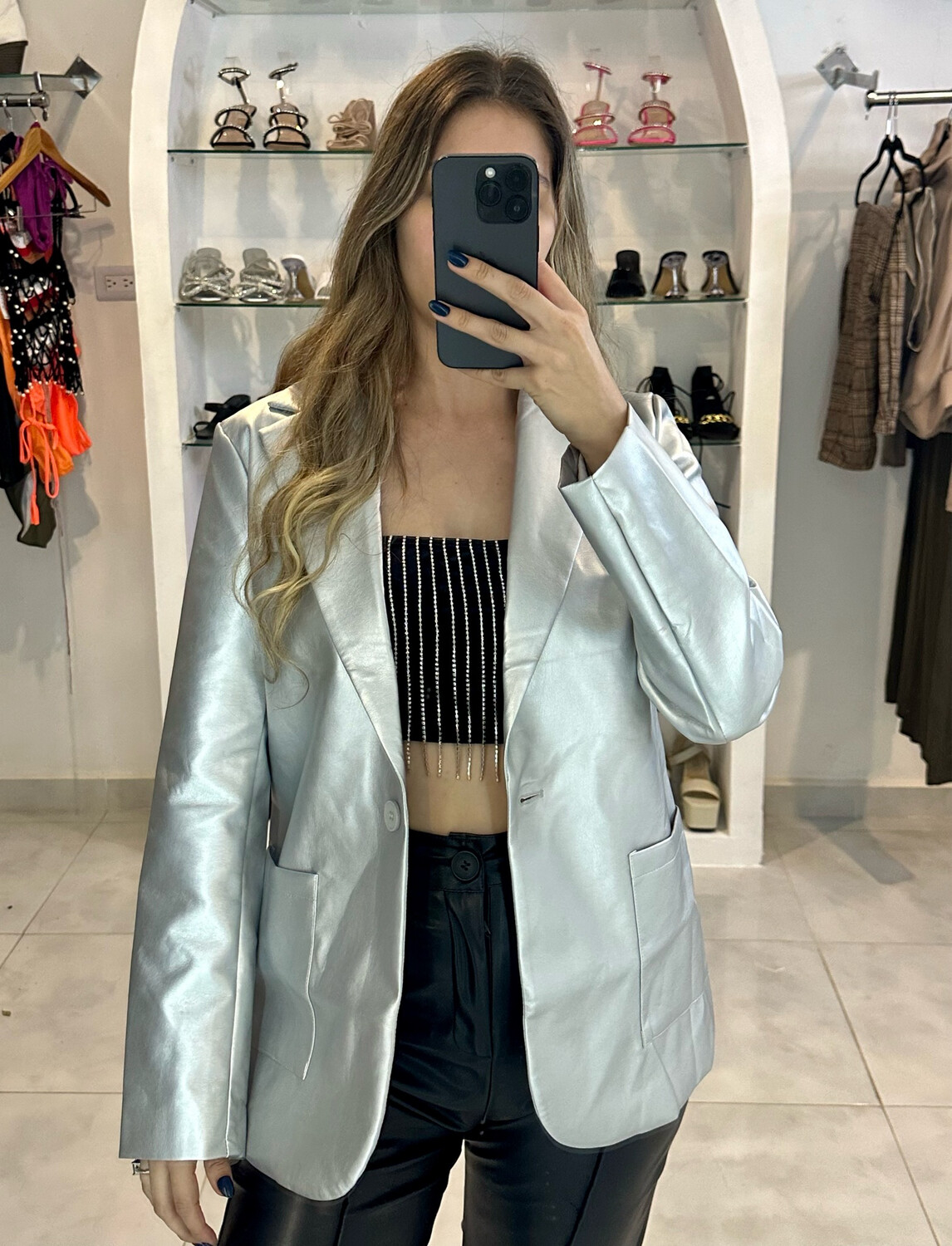 Blazer vinipiel Plata