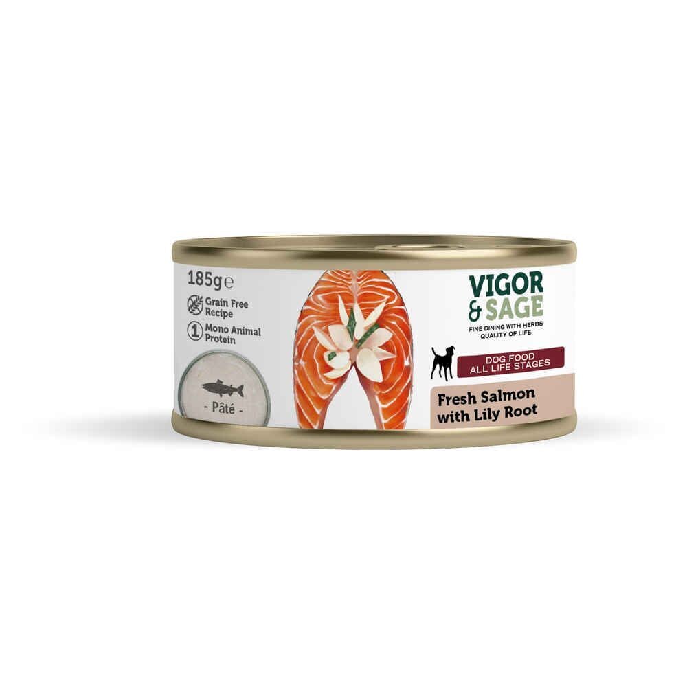 VIGOR & SAGE Pâtée au Saumon pour chien adulte 185gr