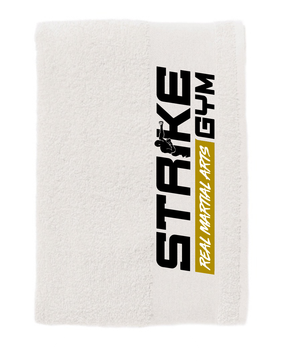 Handtuch Strike Gym Basic Logo groß, Farben: weiss/schwarz/gold