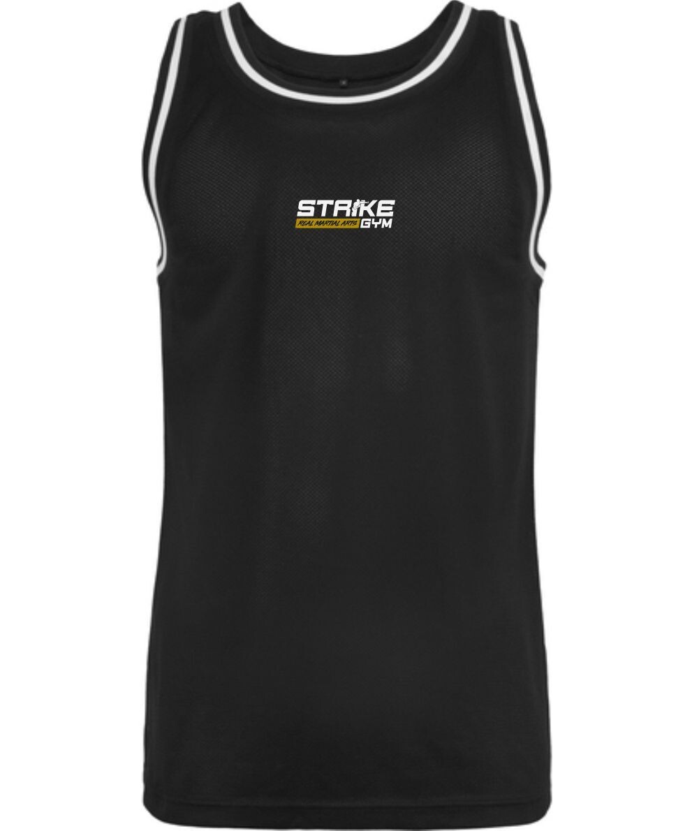 Herren Tank Top 2 Tone Strike Gym Basic Logo klein, Farben: schwarz/weiss/gold
