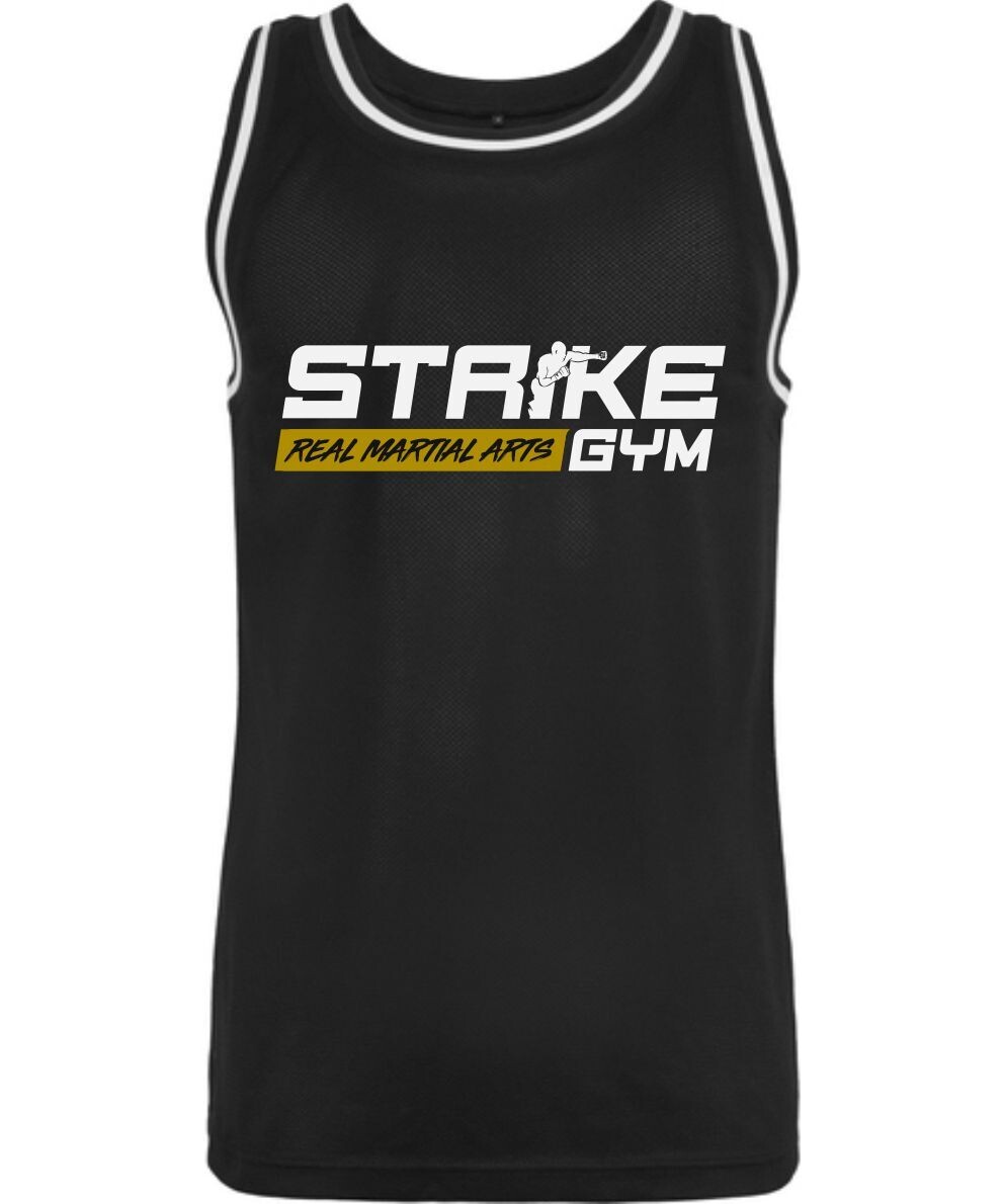 Herren Tank Top 2 Tone Strike Gym Basic Logo groß, Farben: schwarz/weiss/gold