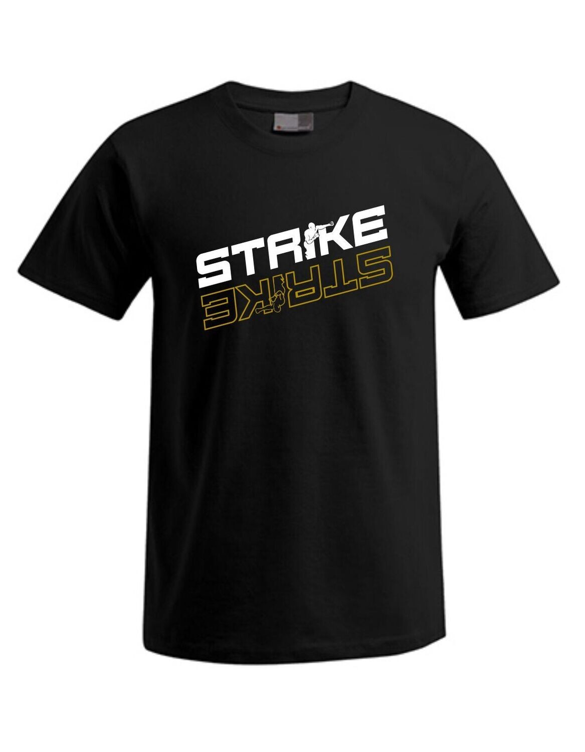 Herren T-Shirt Strike Gym Quer gespiegelt, Farbe: schwarz/weiss/gold