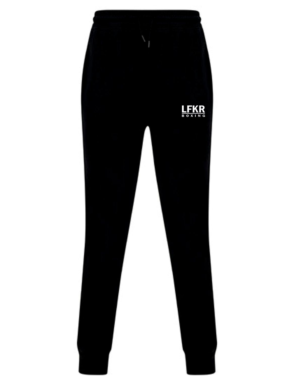 Herren Jogginghose lang Lafkiri Schrift klein, Farben: Schwarz/Weiss