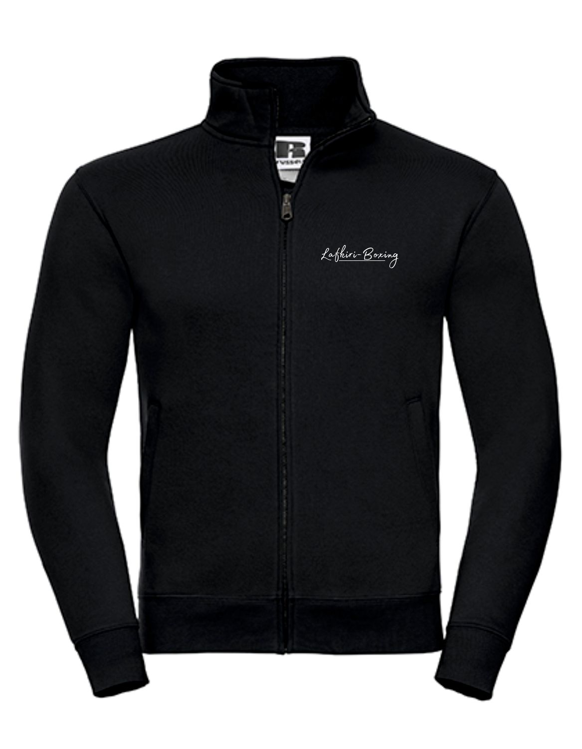 Sweat Jacke Lafkiri Schrift klein, Farbe: schwarz/weiss