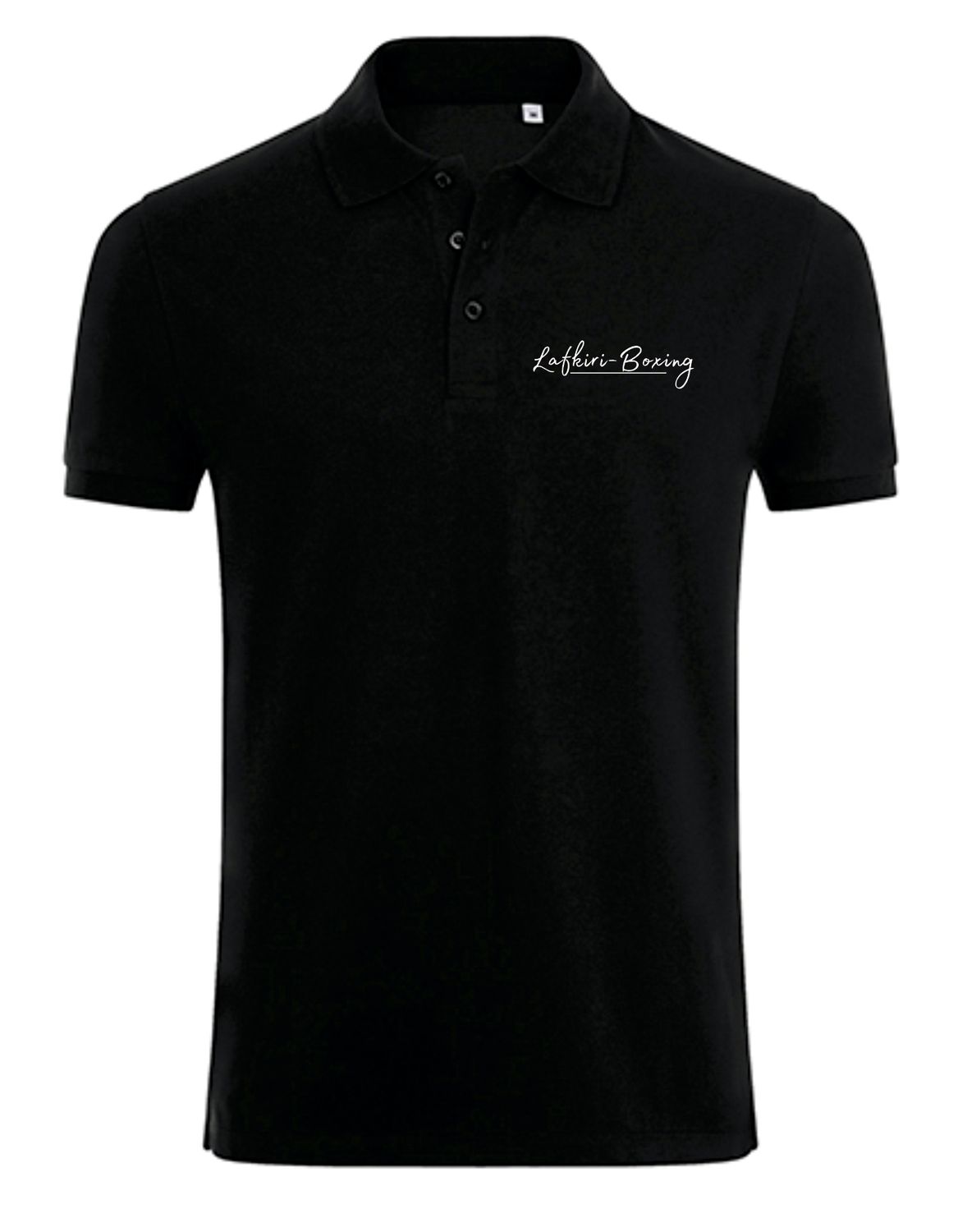 Herren Polo Lafkiri Schrift klein, Farben: schwarz/weiss