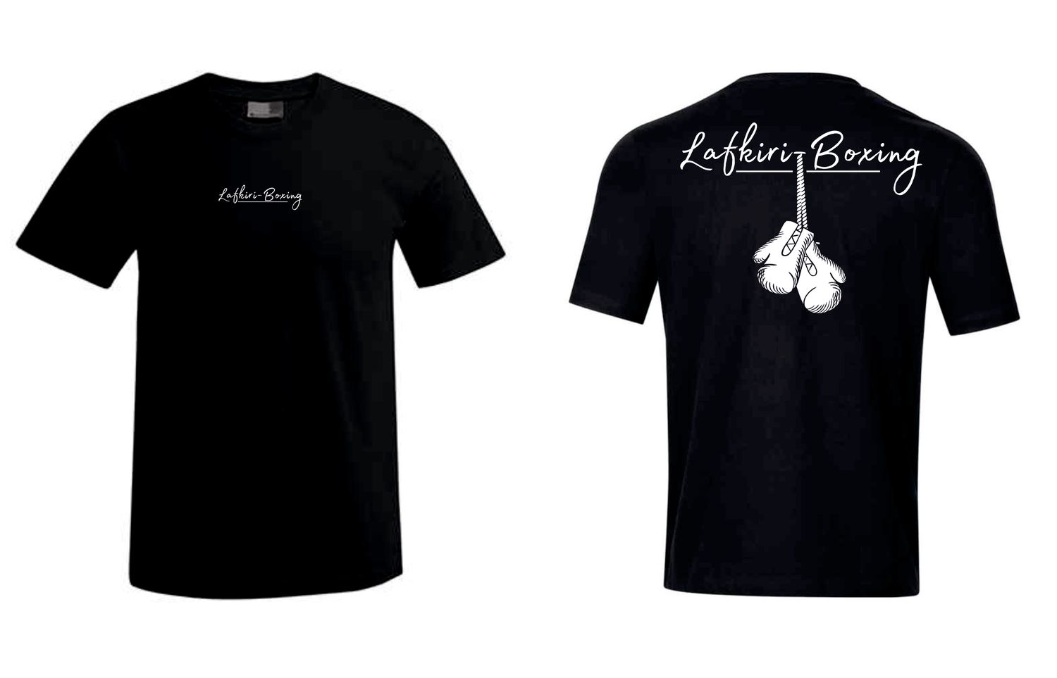 T-Shirt Lafkiri Schrift klein, Farben: schwarz/weiss