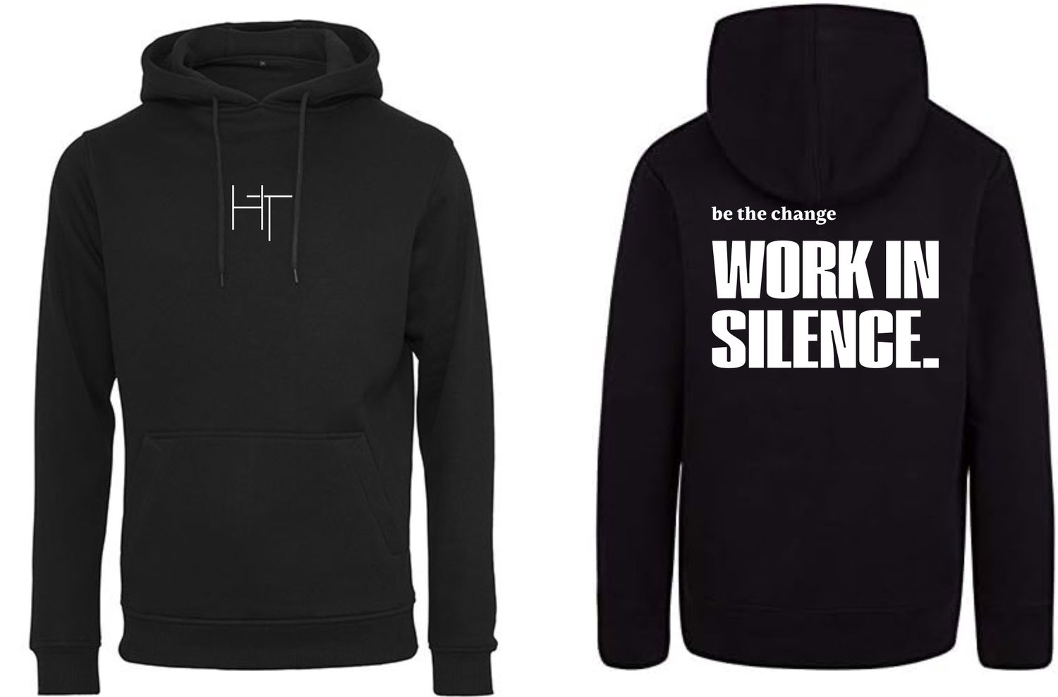 Hoodie Team HT WORK IN SILENCE, Farben: Schwarz/Weiss
