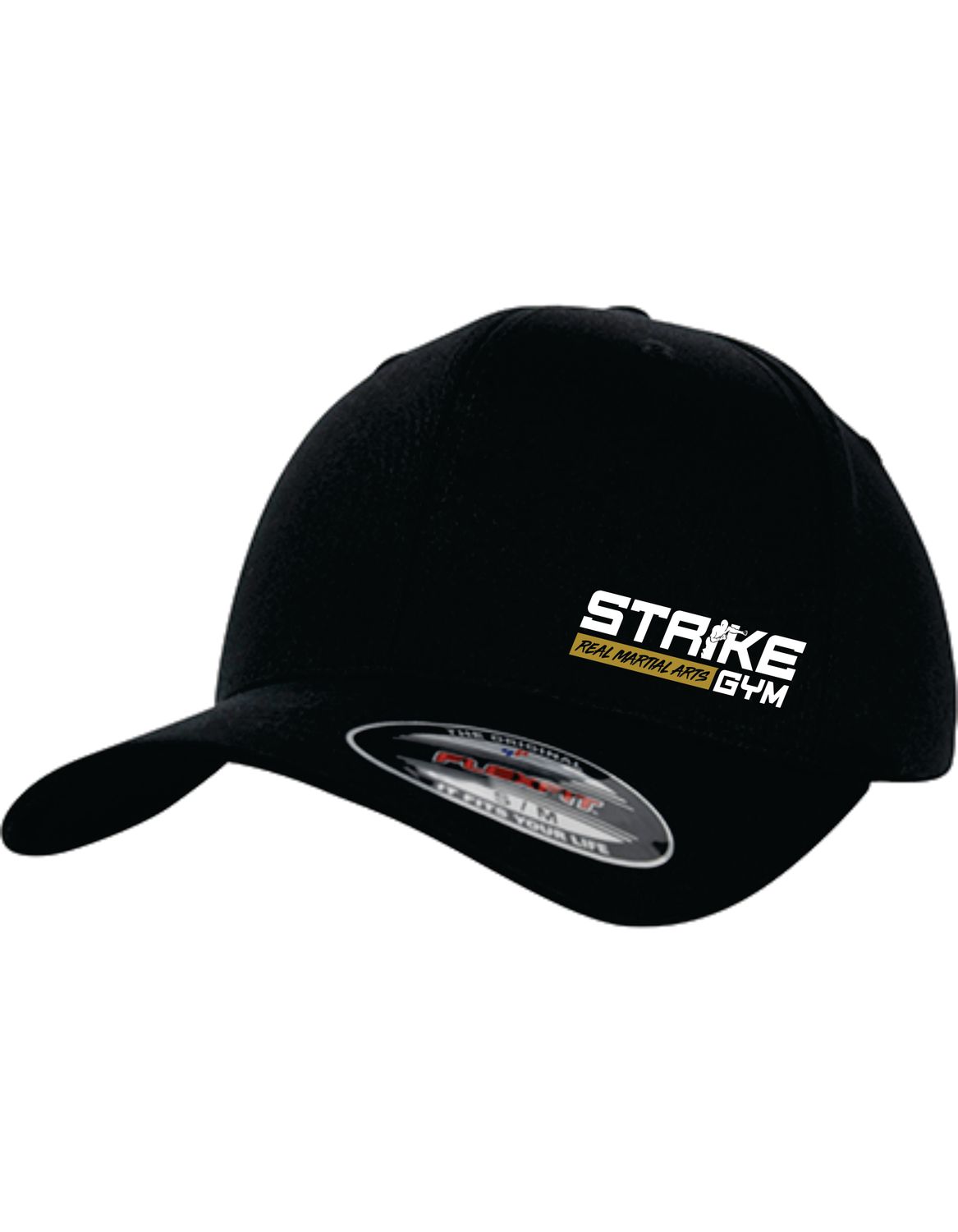 Full Cap Strike Flexfit, Farben: schwarz/weiss/gold