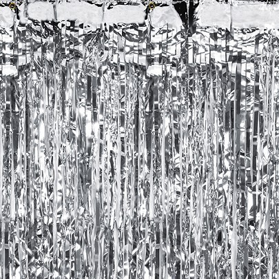 SILVER FRINGE DOOR CURTAIN 100CM X 200CM