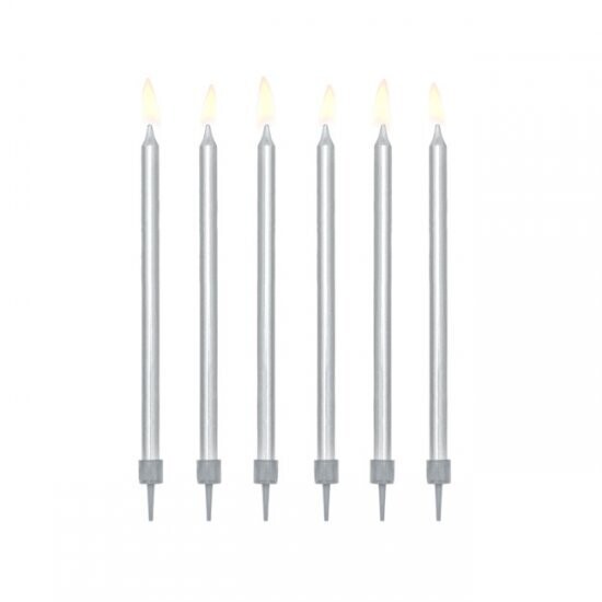 12 CANDLES METALLIC SILVER 12CM